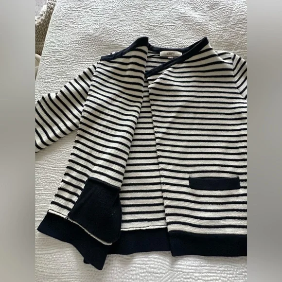 LOFT Navy and cream striped short cardigan - Picture 6 of 6